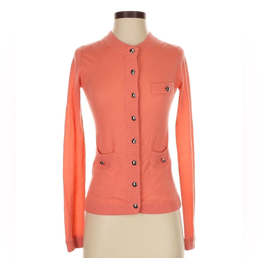 Marc by Marc Jacobs Vibrant Coral Cashmere Knit Cardigan Sweater Size XS